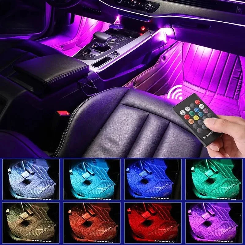 Universal RGB LED Car Interior Lights - 8-Color Ambient Strip Lamps with Music Control Econic Blanks